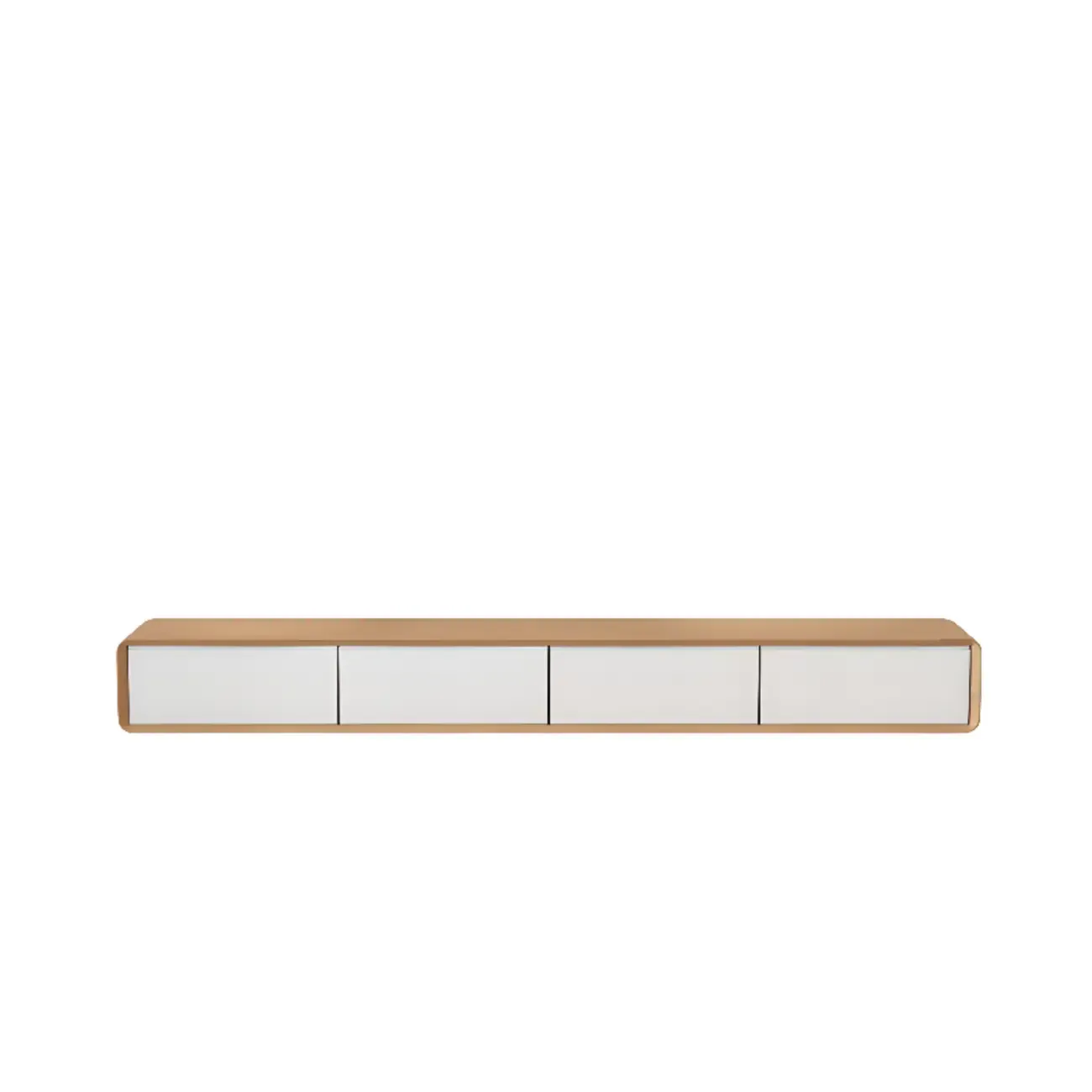 Walnut-Black Wood Drawers Floating Mount TV Stand Wall-Mounted