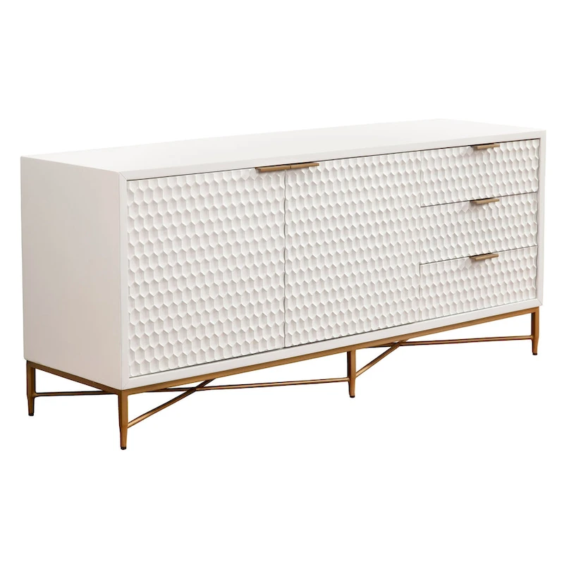 Origins by Alpine White Pearl Wood 64 Wide TV Console in White