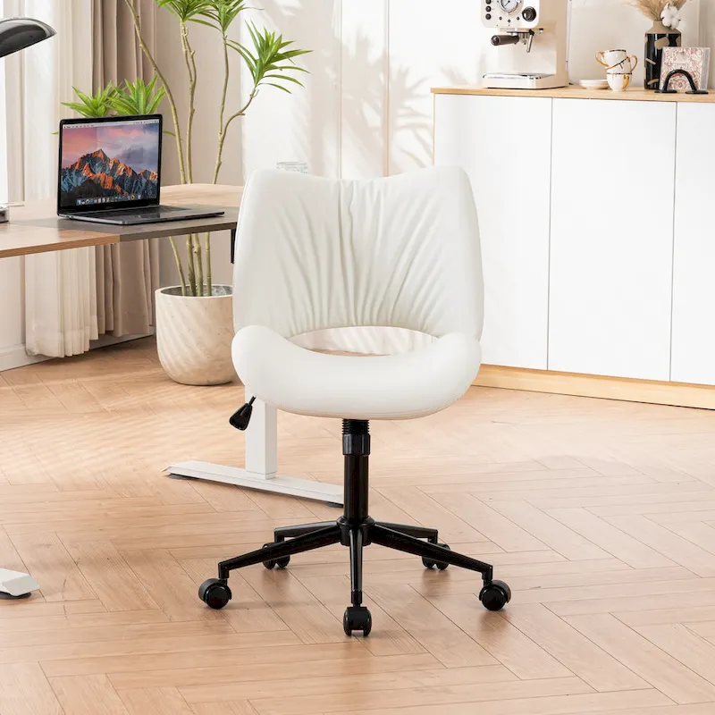 Swivel Armless Ergonomic Office Chair with Wheels