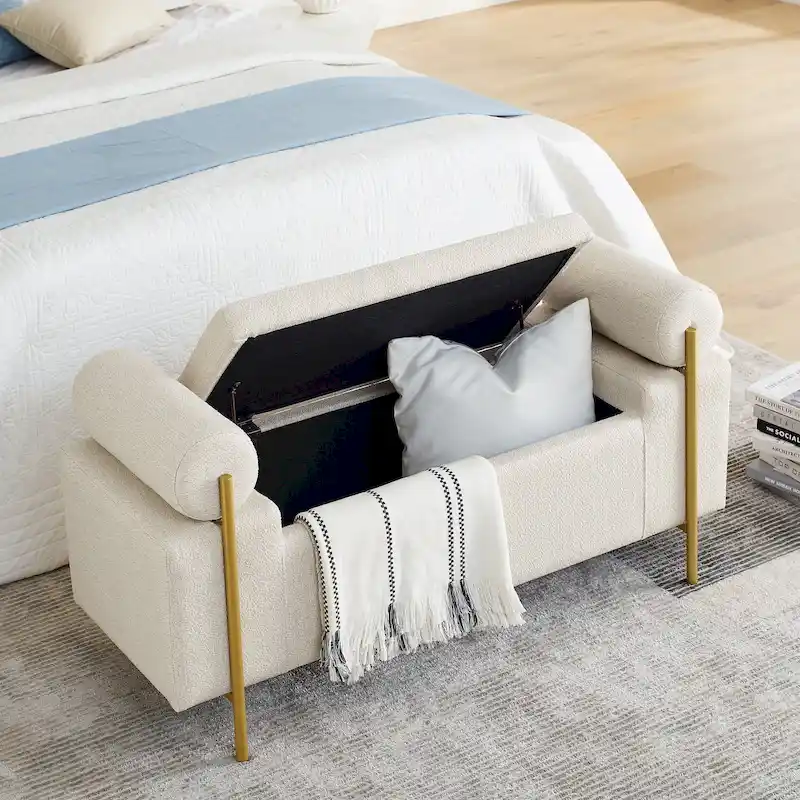 Upholstered Velvet Storage Bench