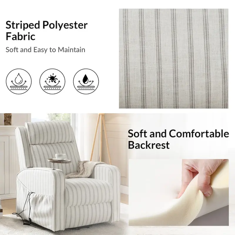 Darrell  Lift Assist Massage and Heating Power Recliner with Charing and Soild Wood Tray by