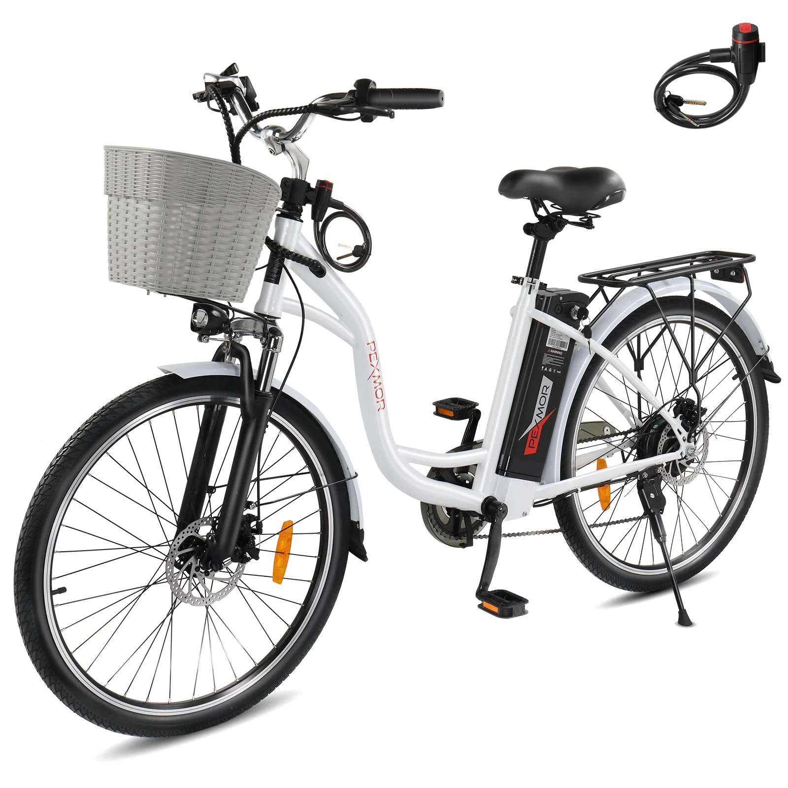 PEXMOR Electric Bike for Adults, 350W (Peak 500W) City Commuter Ebike 36V 12.5AH Removable Battery, 26