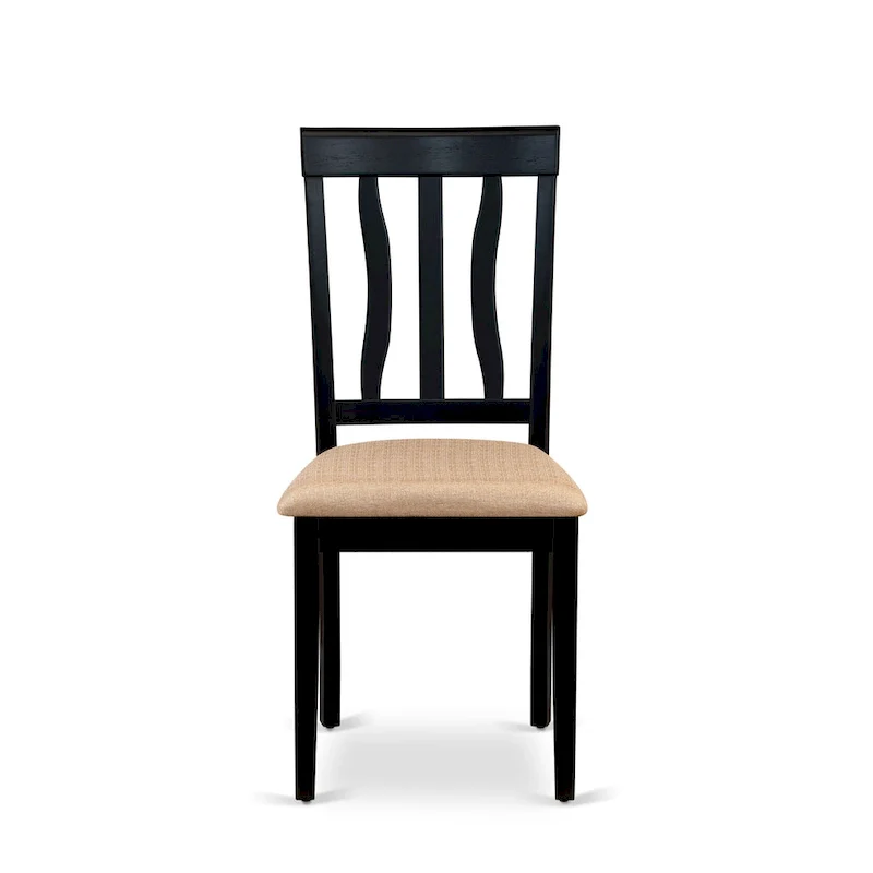 East West Furniture 9 Piece Kitchen Table Set- a Dining Table and 8 Dining Room Chairs, Black & Cherry (Seat Options)