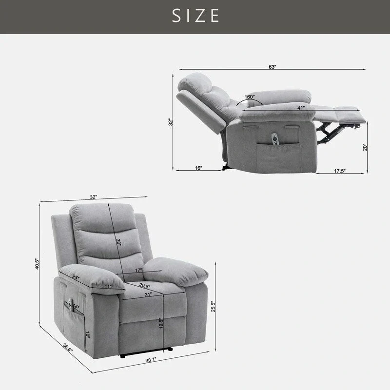 GEITIN Power Recliner with Adjustable Massage Function and Heating System