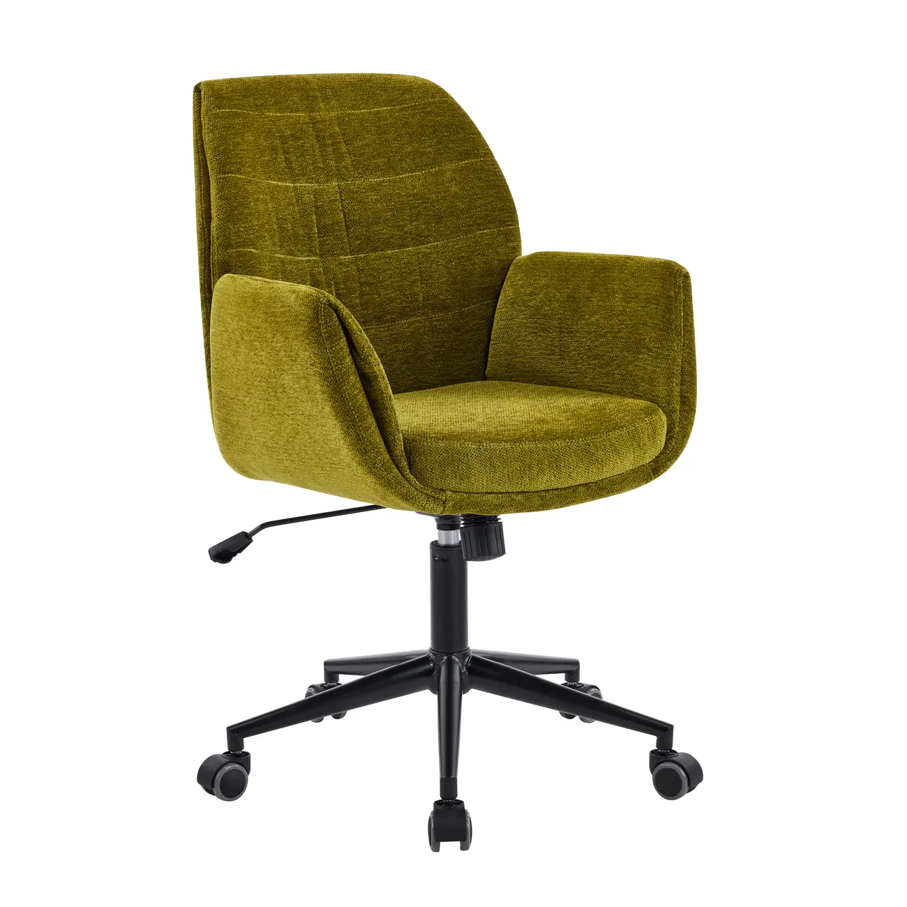 Adjustable Green Upholstered Fabric Swivel Office Chair