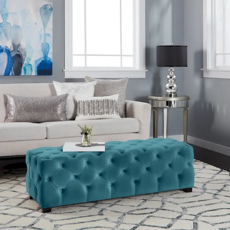 Piper Glam Tufted Velvet Ottoman Bench by Christopher Knight Home