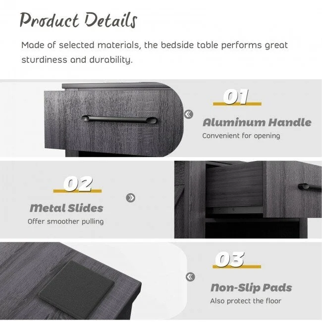 Compact Nightstand with Drawer and Shelf