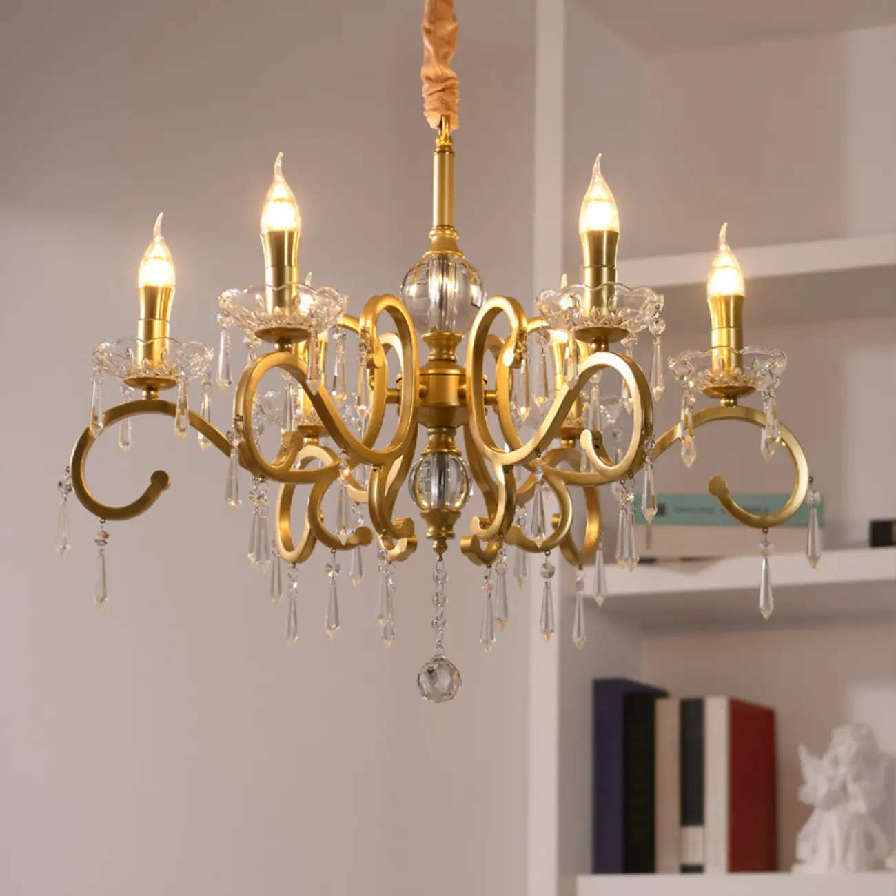 French Gold Crystal Candelabra Chandelier