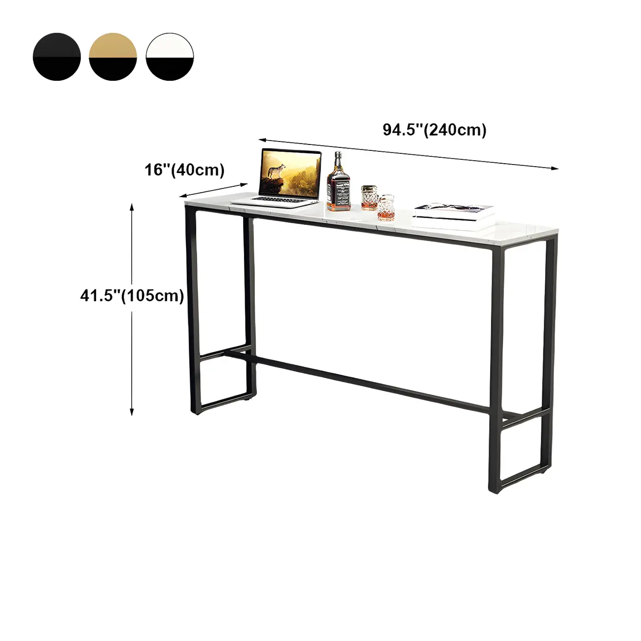 Modern Marble Counter Height Table with Trestle Design
