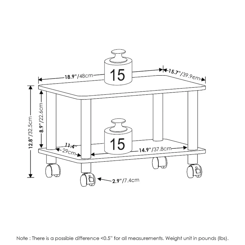 Econ Home Office Under Desk CPU and Printer Stand with Wheels