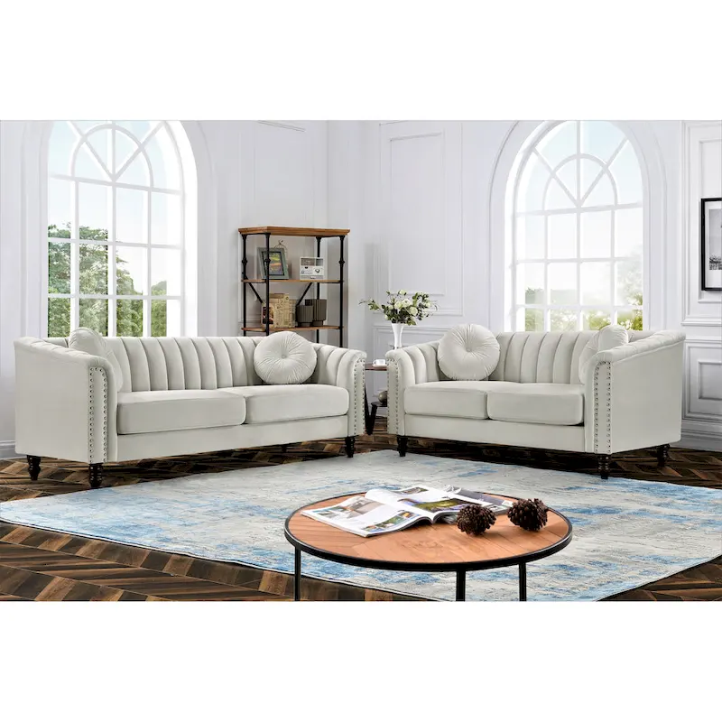 Hills Tufted Back Nailhead 2PCS Living Room set