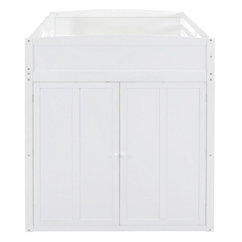 Loft Bed with Desk, Wardrobes, 4 Drawers and 4 Shelves