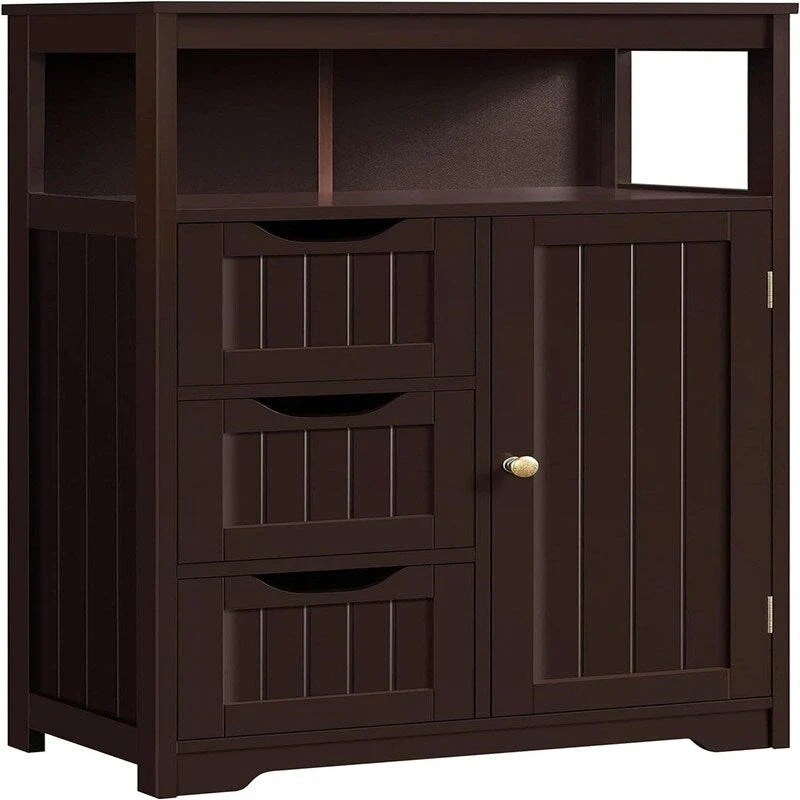 Espresso / Grey / Black / Navy Blue Freestanding Storage Cabinet with 1 Door, Adjustable Shelf & Round Knob
