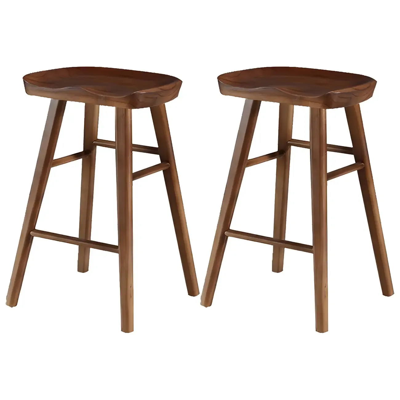 Counter Height Backless Wooden Industrial Bar Stools