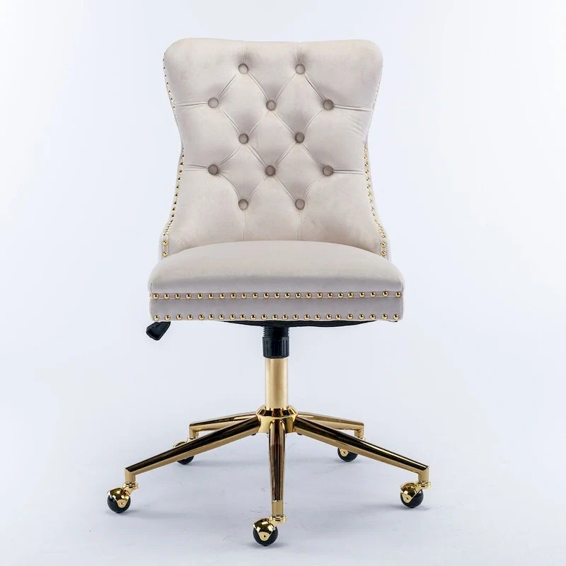 Office Chair with Wheels, Adjustable Height, Velvet Upholstered Tufted Button Computer Desk Chair Swivel