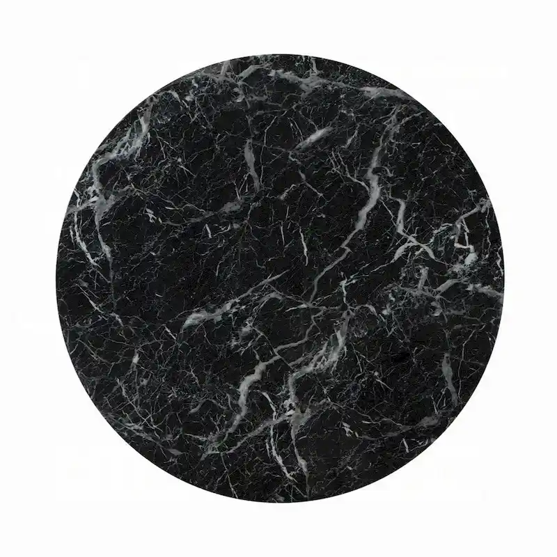 Olivia Dining Table, Pedestal Base, 48 Inch Round Black Faux Stone Top