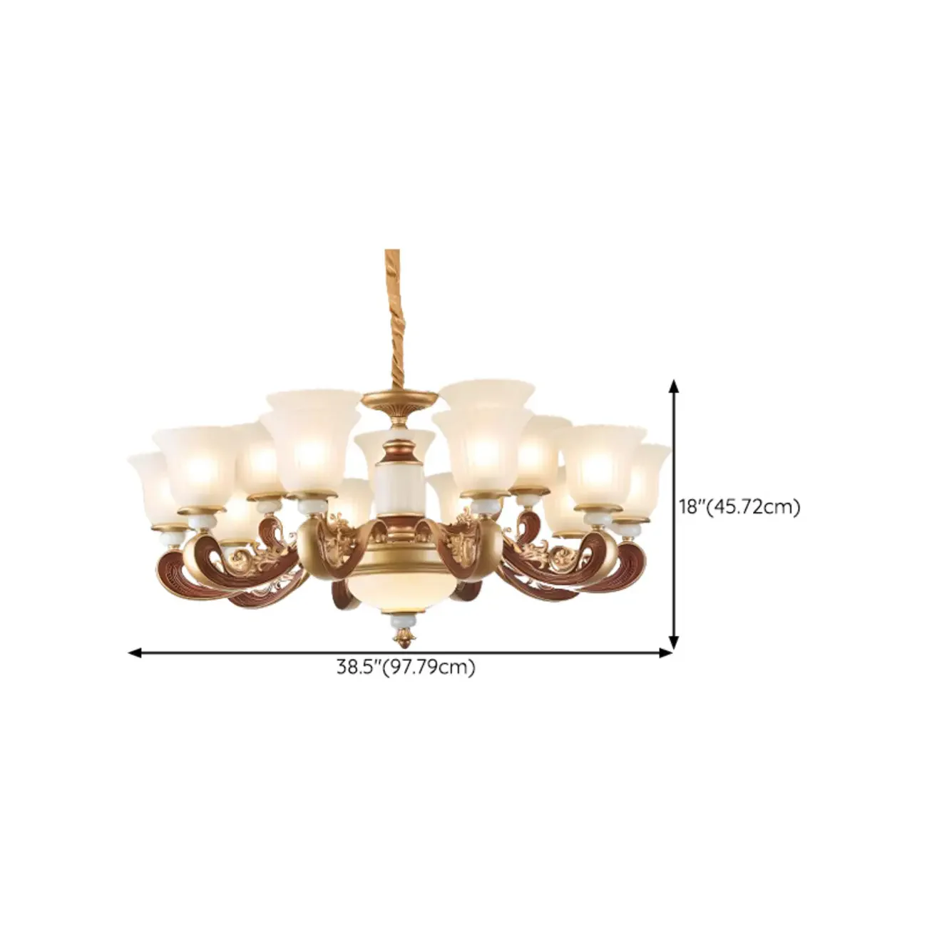 Adjustable Dining Room Gold Glass Bell Shape Up Light Chandelier