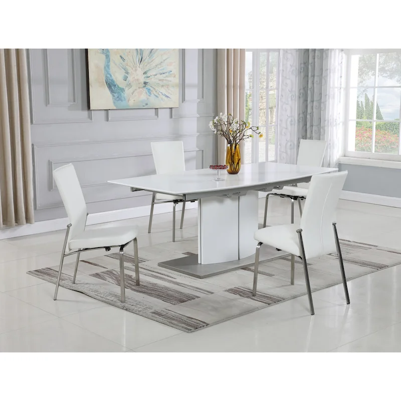 Elektra Matte White 5-Piece Dining Set