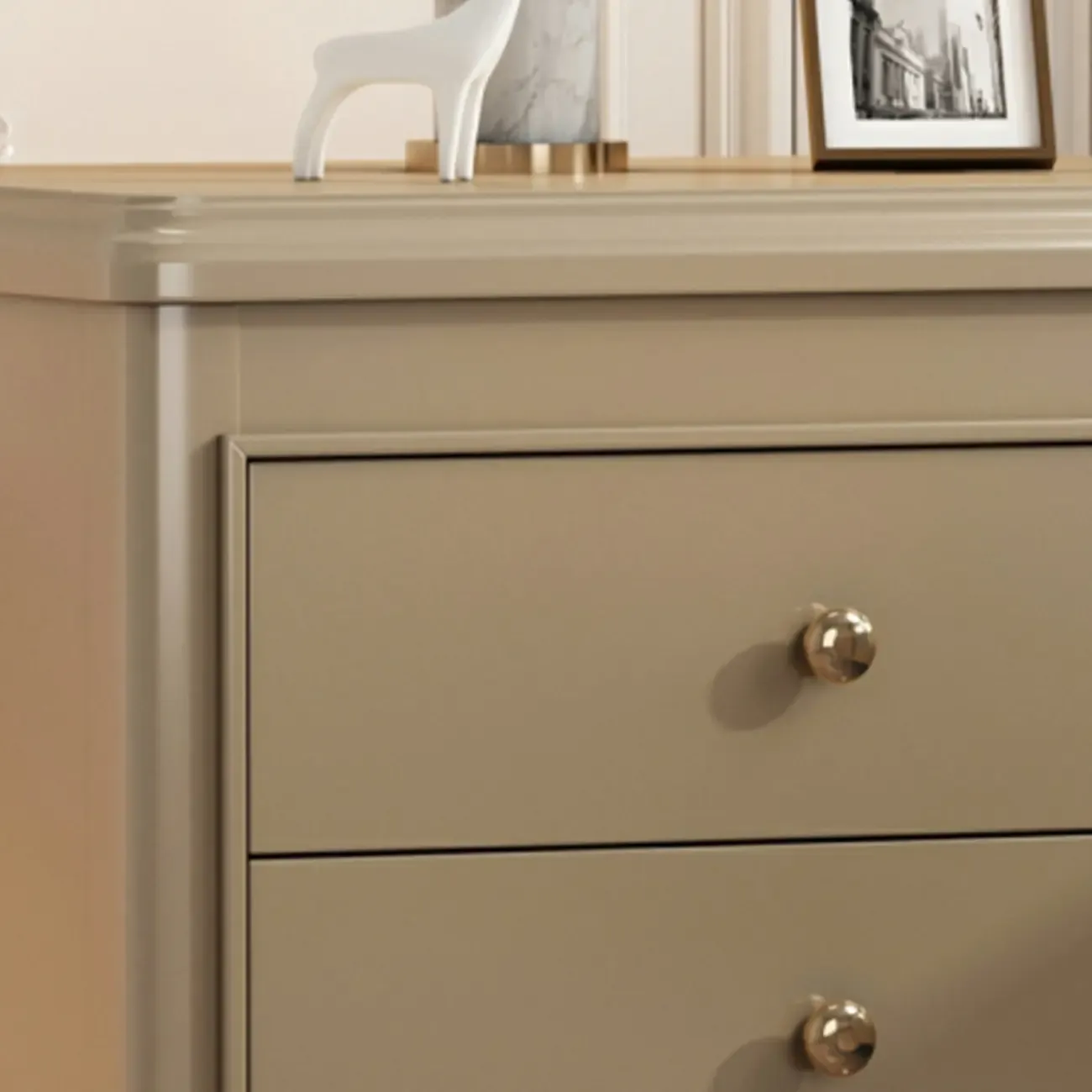 Glam Rubberwood White 2-Drawer Nightstand with Legs
