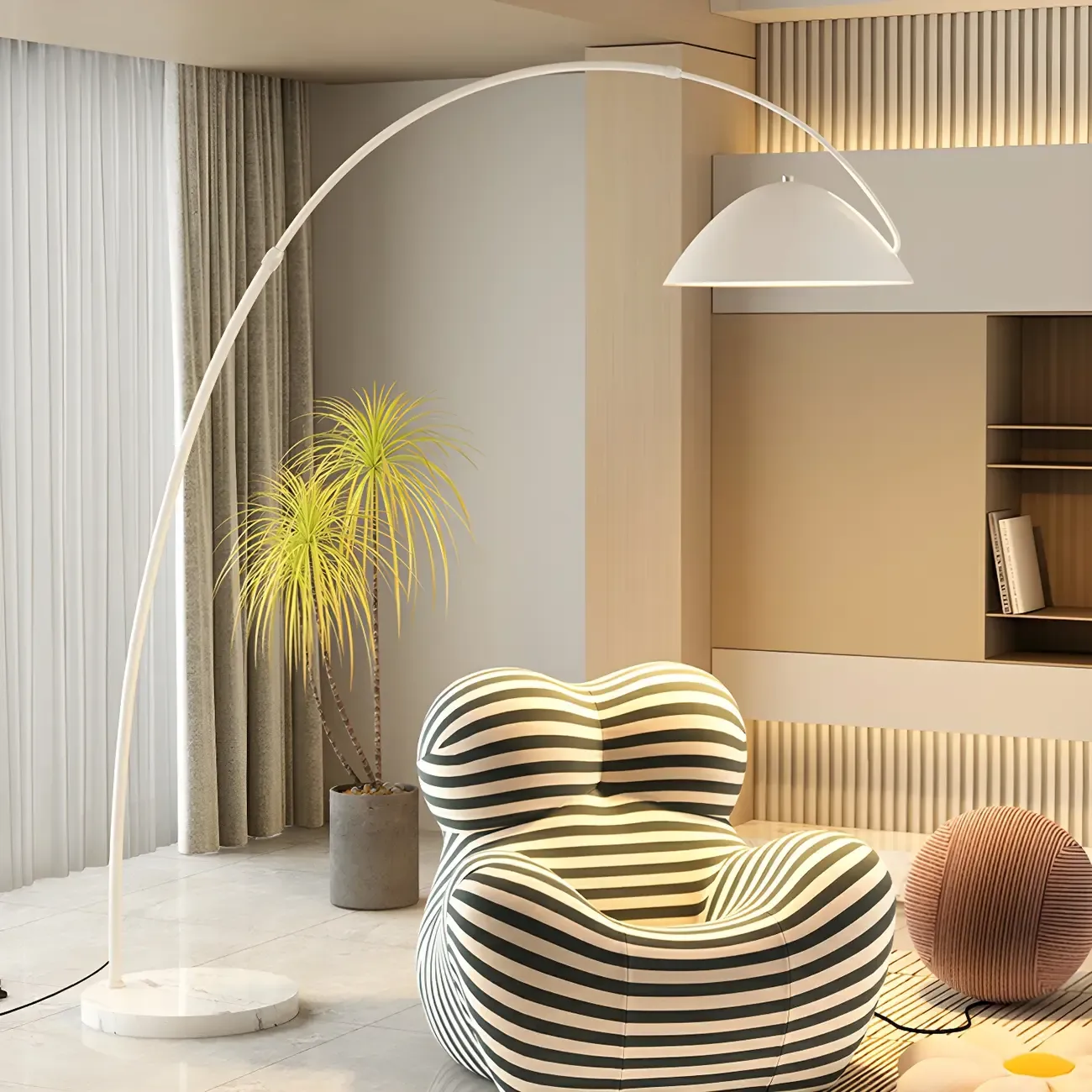 Large Modern Minimalist Adjustable Metal Arc Dome Floor Lamp