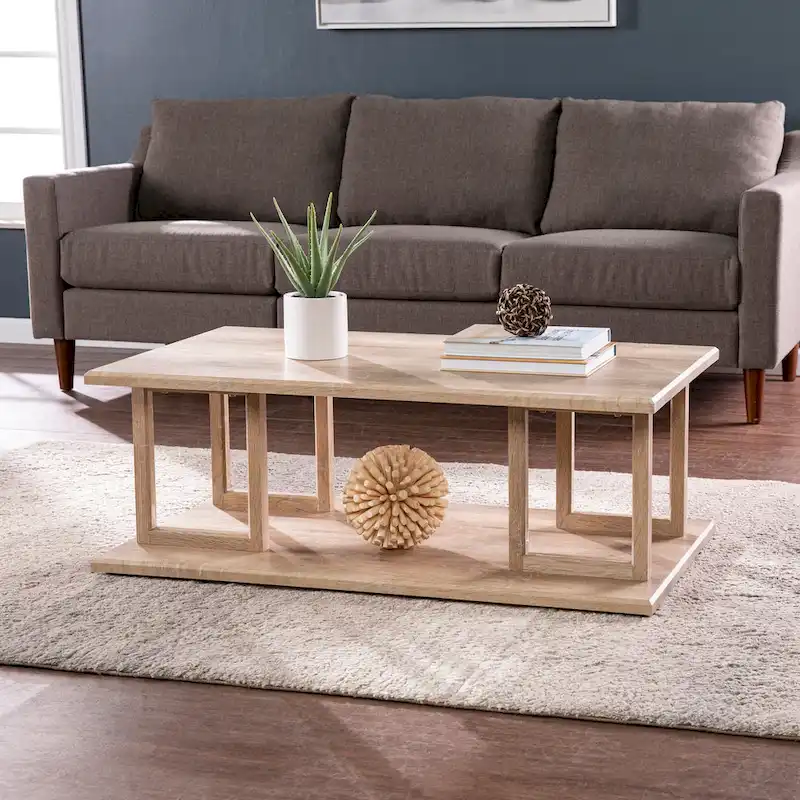 SEI Furniture Transitional Natural Wood Square Coffee Table