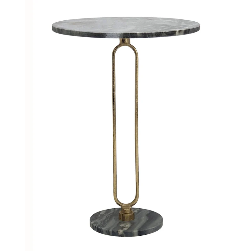 A&B Home Alexus Oval Steam Marble Table - Black/Gold