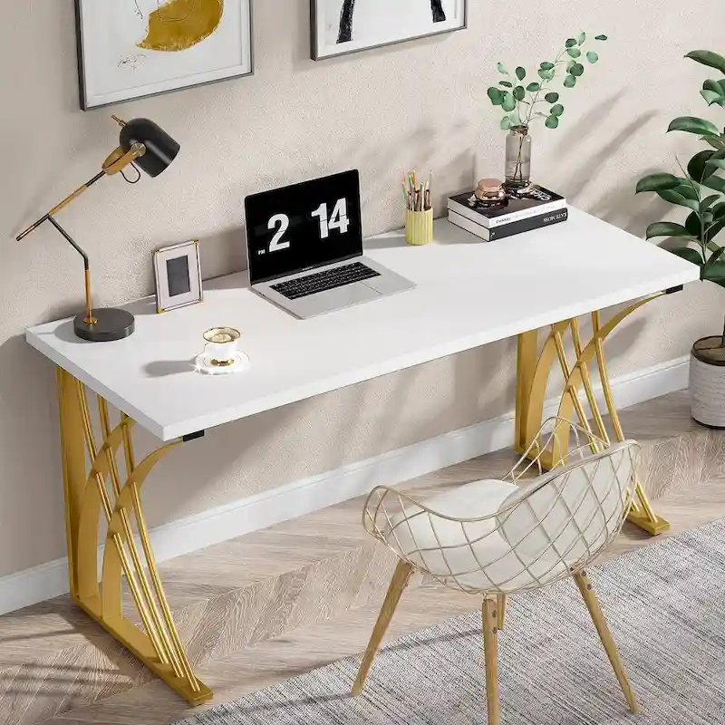 55 Inch Computer Desk with Metal Frame