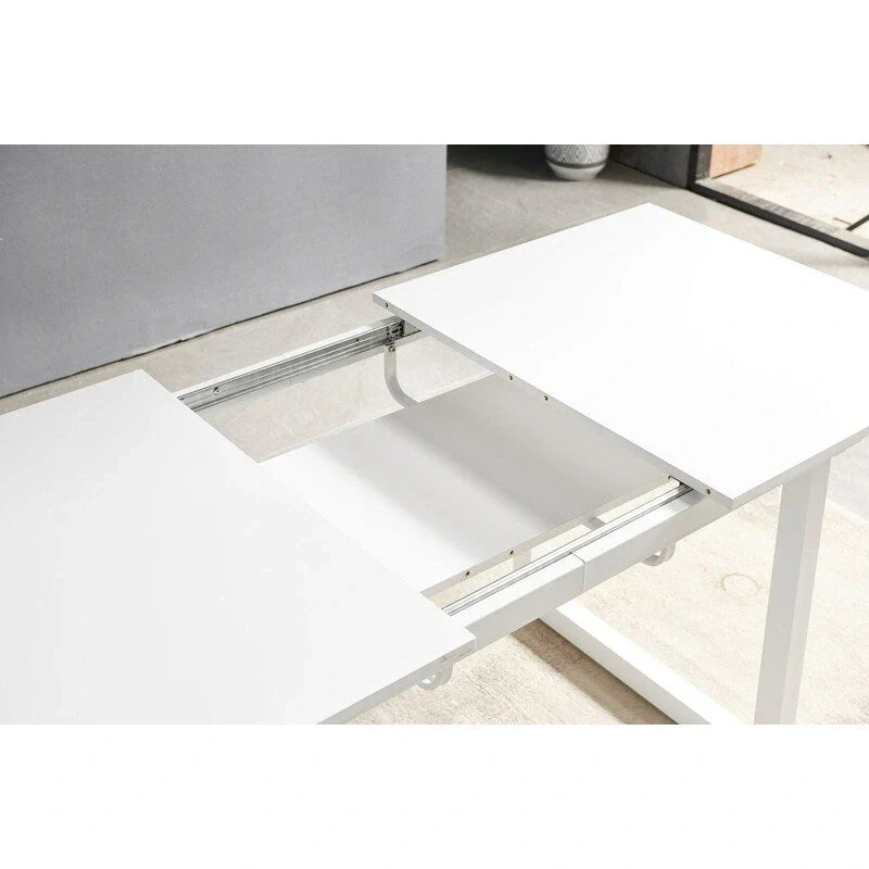 70.86W Square Extendable Dining Table with Metal Leg