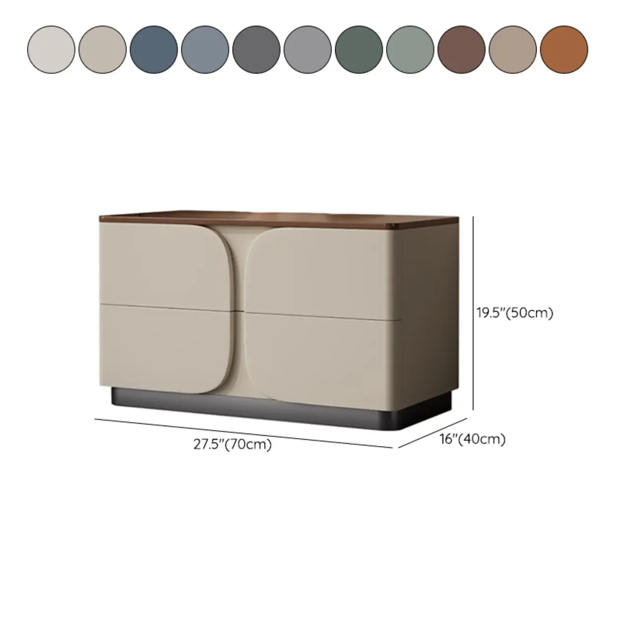 Modern Wooden Bedside Cabinet with Dual Drawers in Cream