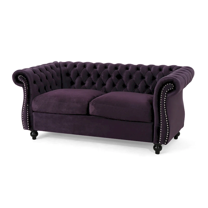 Somerville Upholstered Chesterfield Nailhead Loveseat by Christopher Knight Home