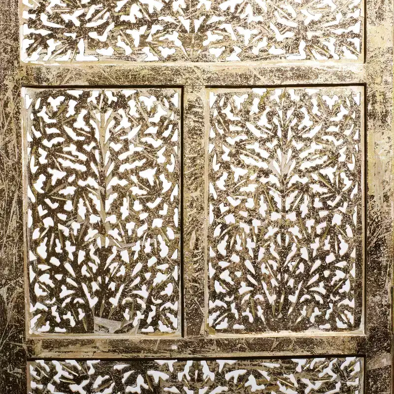 Traditional Intricate Carved Room Divider Screen Gold - Olivia & May