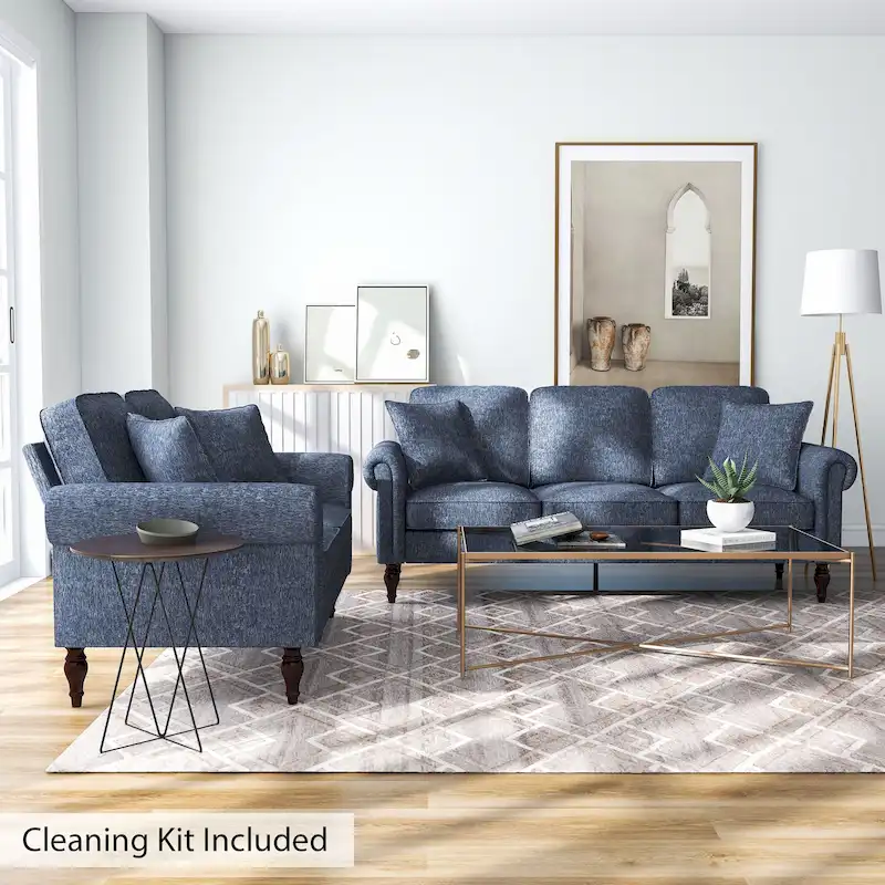 Igny Traditional Chenille Rolled Arms 2-Piece Living Room Set by Furniture of America