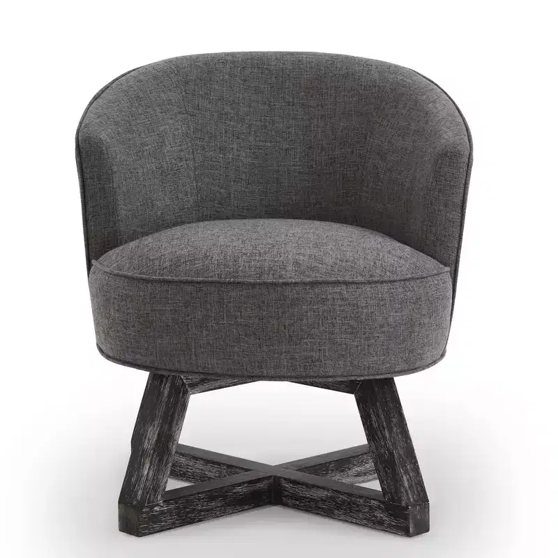 GDFStudio Glenn 360 Swivel Linen Upholstery Rubberwood Cross Base Chair