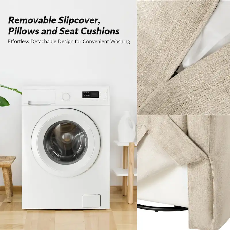 Stan Farmhouse Slipcover Rocking Swivel Chair Set of 2 by HULALA HOME