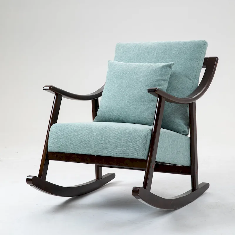 Linen Solid Wood Rocking Arm Chair