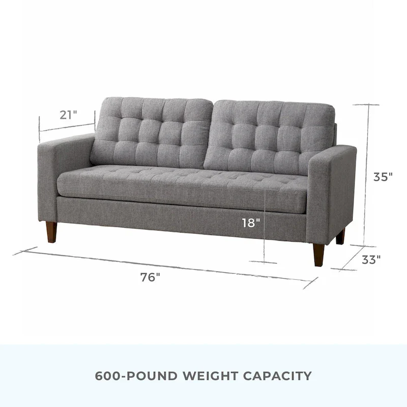 Brookside Brynn 76-in. Square-arm Faux Leather/Velvet/Fabric Sofa