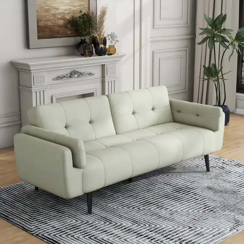 75 Convertible Sleeper Futon Sofa Bed With Adjustable Tufted Back