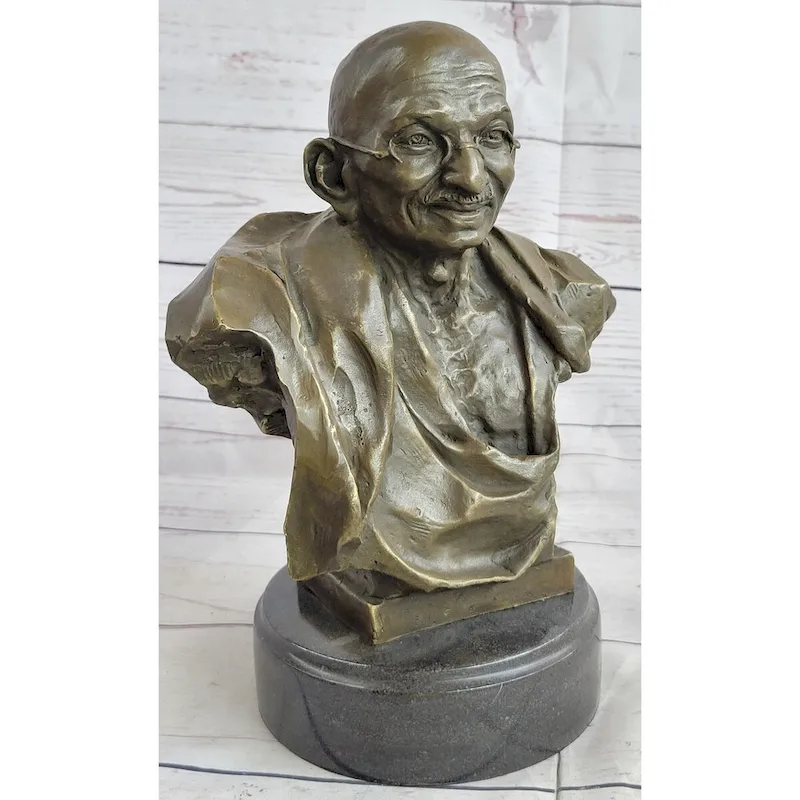 Mahatma Gandhi Indian India Bronze Bust Statue Sculpture Art 10 Inches X 7 Inches
