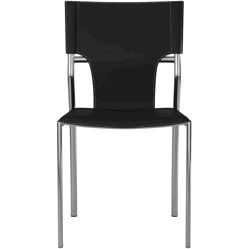 Dining Leather with Protective Coating Chair, Chrome Legs, Set of 4