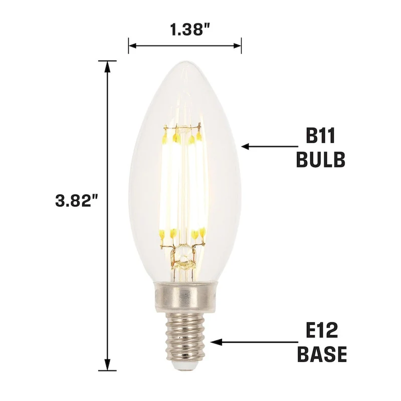 Westinghouse Lighting 4.5 Watt (60 Watt Equivalent) Clear B11 Dimmable Filament LED Light Bulb, Candelabra Base, 6 Pack - 6-Pack