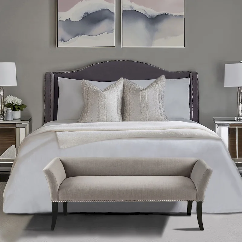 Madison Park Welburn 49.5 Upholstered Bench with Back & Wood Legs