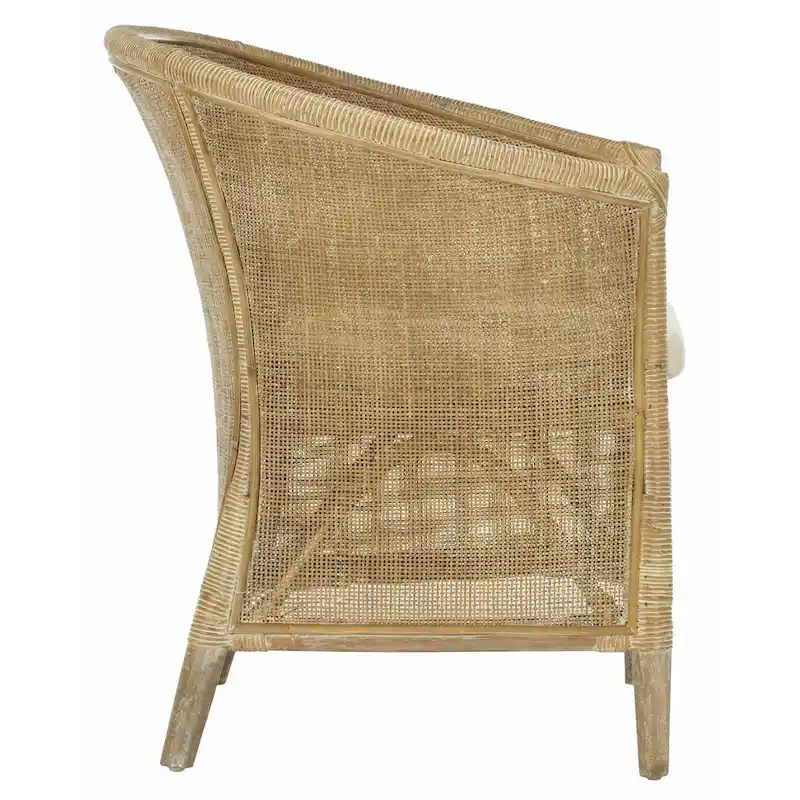 SAFAVIEH Basilina Rattan Arm Chair Washed - 31.5 x 29.9 x 25.6 - 30Wx26Dx32H