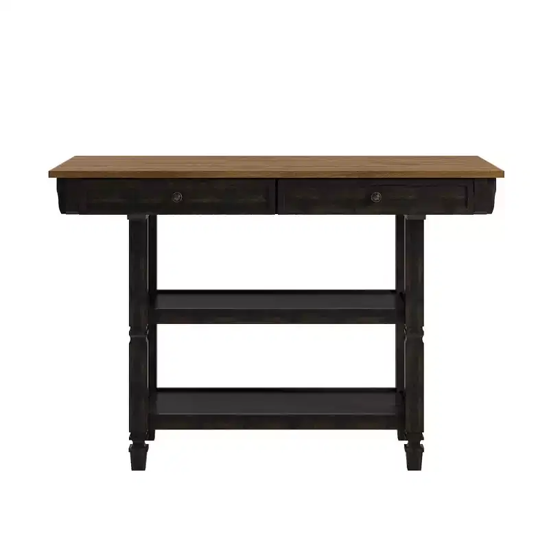 Two-Tone Kitchen Island with Drawers – Antique Grey / Antique White / Black