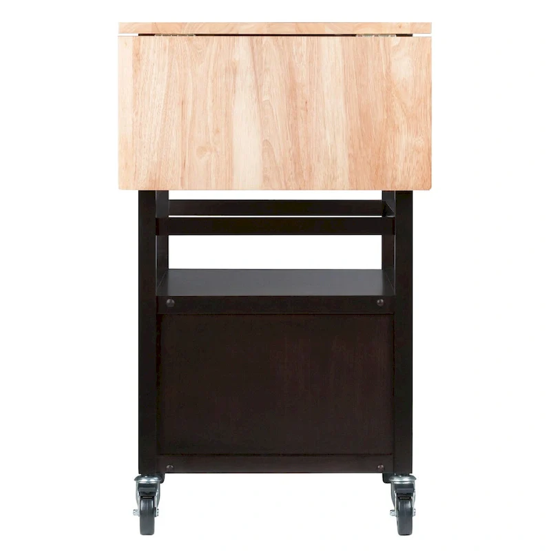 Bellini Drop Leaf Kitchen Cart, Coffee and Natural - 43.23 x 20.08 x 33.54 inches