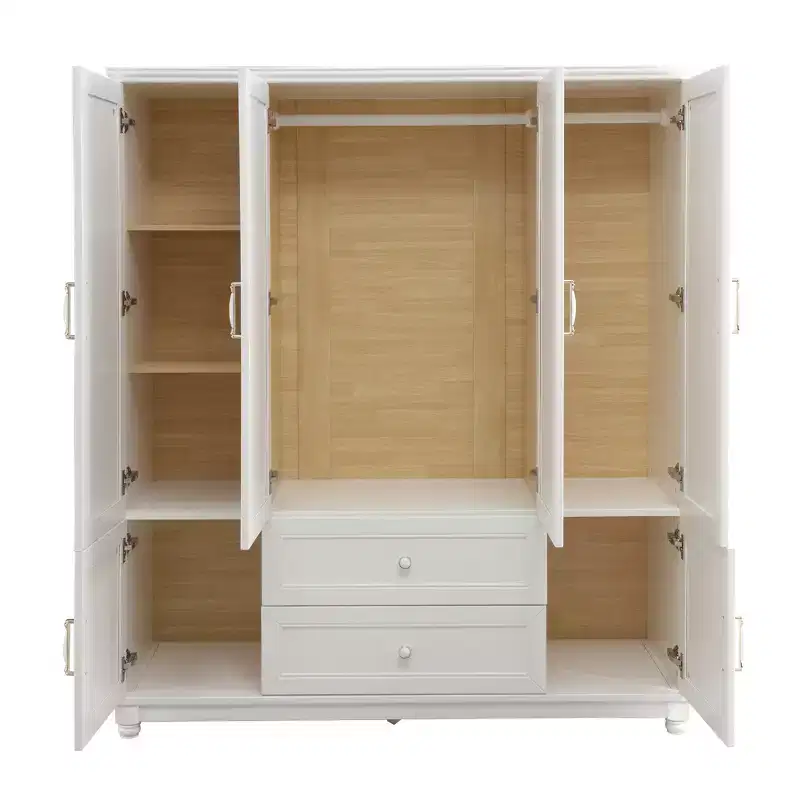 White 4-Door Wardrobe with 2 Drawers - Adult Use