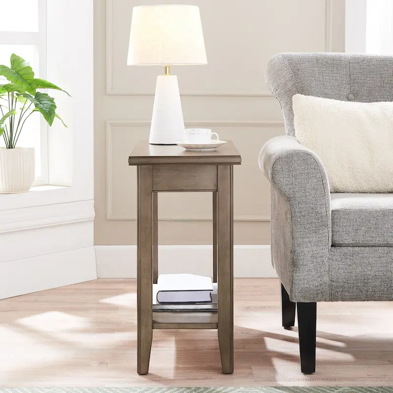 Leick Home Laurent Narrow End Table with Shelf