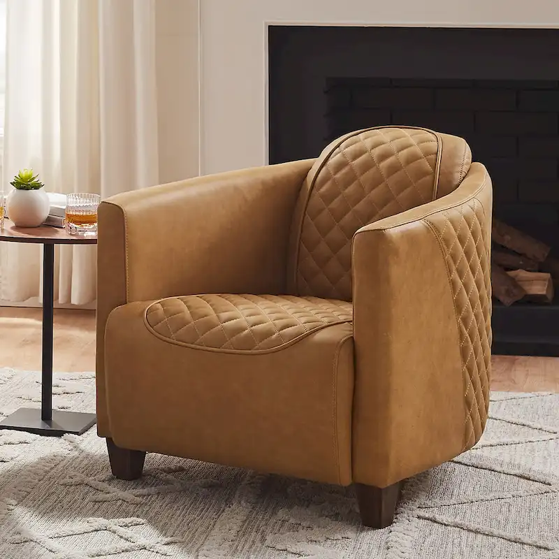 Art Leon IndustrIal Retro Top Grain Leather & Aluminum Accent Chair