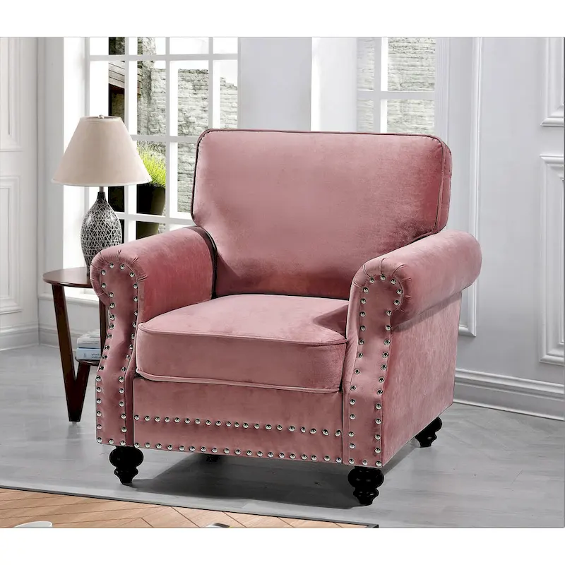 Suffield Velvet Nailhead Armchair