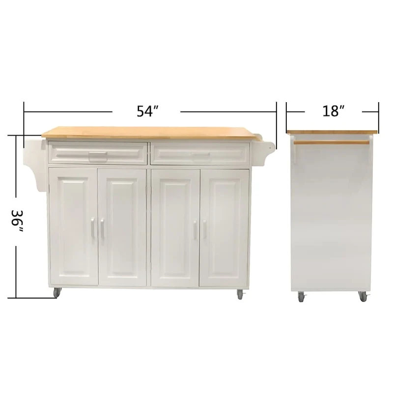 Rolling Kitchen Island Cart with Solid Wood Top