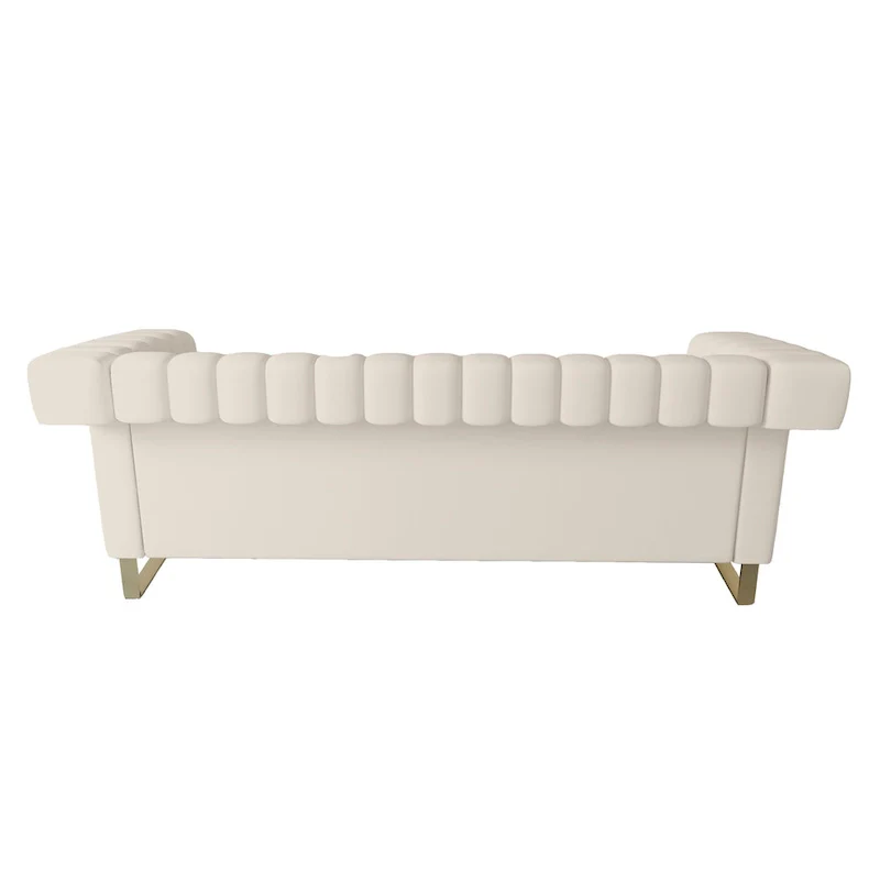 Takefuns Traditional Chesterfield Tufted Velvet Sofa, Couch with Removable Cushions and Gold Legs